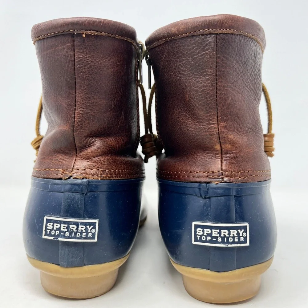 Sperry Womens Saltwater Duck Boots Waterproof Blue Brown‎ Leather STS91175 Sz12 - Picture 5 of 11